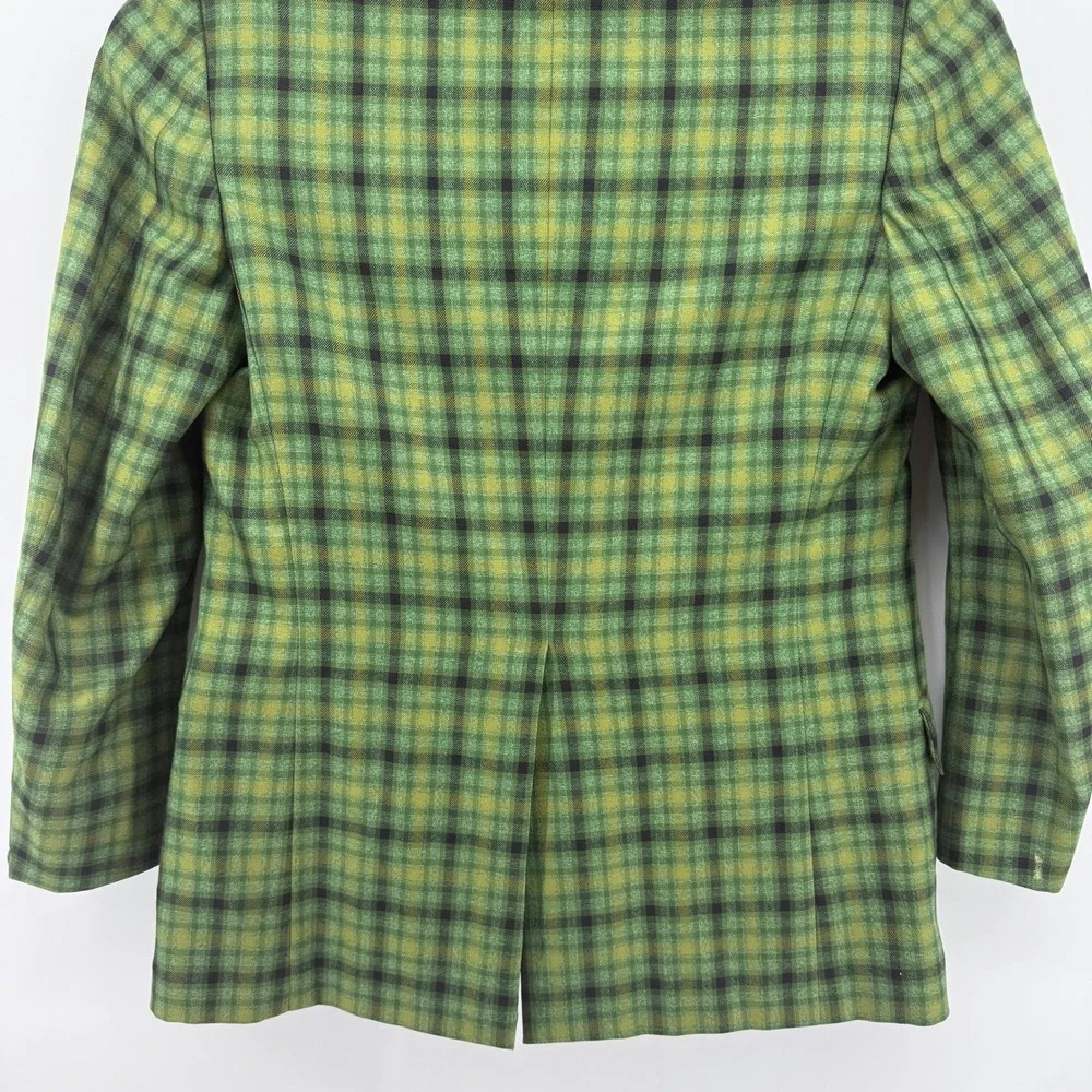 Kuppenheimer Plaid Blazer Mens Sz 40 Green Vtg Tartan Sport Coat Ticket Pocket